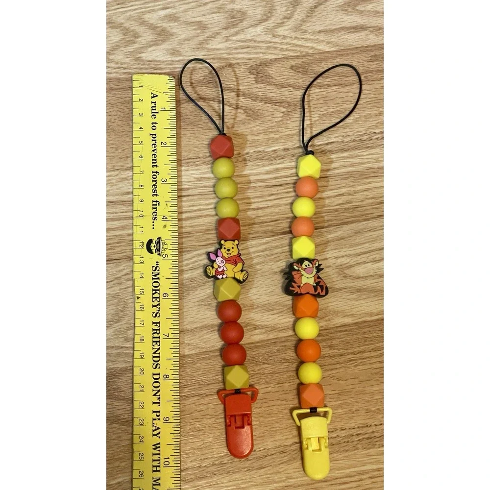 Set Of 2 Pacifier Clips, Disney Winnie The Pooh And Piglet; Tigger  Silicone